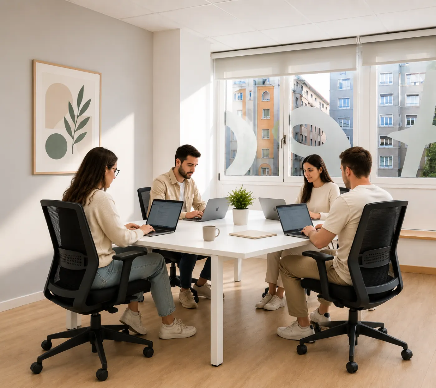 Profesionales trabajando en el coworking de Independencia Cn